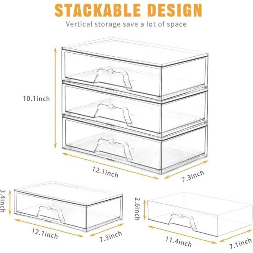 Clear Acrylic Makeup Organizer Stackable Drawer Vanity Bathroom Storage